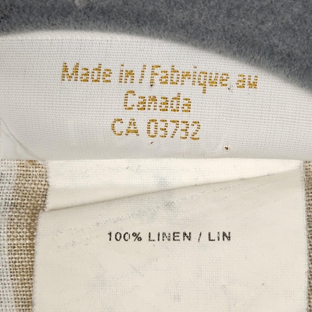 Linda Lundstrom Shirt Womens 6 Beige Blue Striped Linen Button‎ Up Made Canada - Picture 5 of 10
